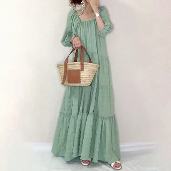 Žalia Moterų Ilga Suknelė 