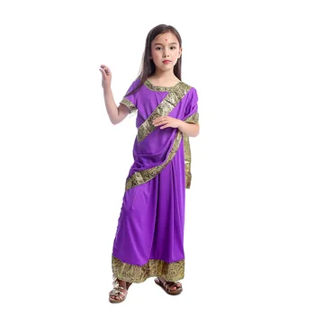 Žavinga Indijos Mergaitės Saree Kostiumas Bolivudas Princesė Veiklos Šalis Dress Helovinas Kostiumai Vaikams, Karnavaliniai Drabužiai