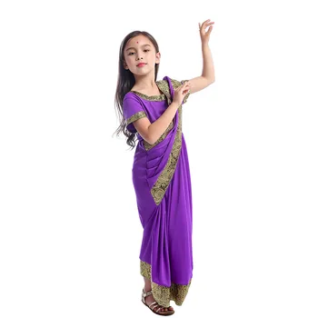 Žavinga Indijos Mergaitės Saree Kostiumas Bolivudas Princesė Veiklos Šalis Dress Helovinas Kostiumai Vaikams, Karnavaliniai Drabužiai