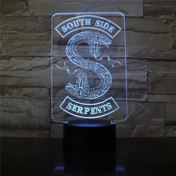 Ženkliukai Riverdale Gyvatė Logotipas 3D LED Nakties Šviesos Pietų Žalčių Dekoro Pasirašyti Dalykų Riverdale Reikmenys Stalo Lempa Spalvų Dovana