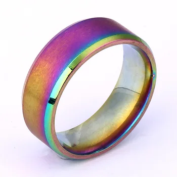 Žiedas Europa ir Jungtinės amerikos valstijos titano plieno papuošalai 8MM paprasta platus-poliruotas matinis vielos tvirtumas nerūdijančio plieno žiedas