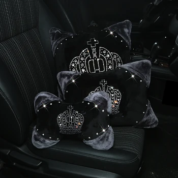 Žiemos Automobilių optikos moterims Interjero atrama galvai atramą Sėdynės Padengti pagalvėlės, kilimėlis Auto Reikmenys Su Specialiųjų Karūna Dizainas