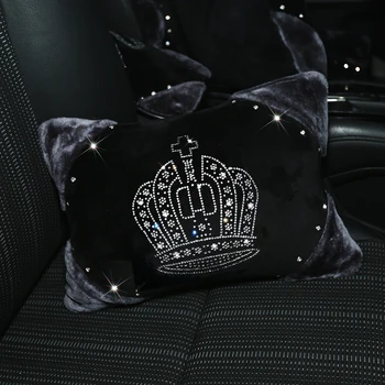 Žiemos Automobilių optikos moterims Interjero atrama galvai atramą Sėdynės Padengti pagalvėlės, kilimėlis Auto Reikmenys Su Specialiųjų Karūna Dizainas