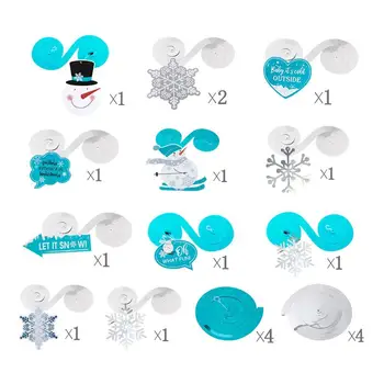 Žiemos Stebuklų Šalis Swirls Kabantys Papuošalai Su Gimtadieniu Reklama, Ledo, Sniego Viršūnėmis Gimtadienio Baby Shower Kalėdų