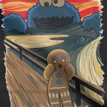 Žinomų Tapybos Harajuku Drabužių Šaukė, Klykė Meduoliai su imbiero priedais, vyriški T Shirts Sesame Street Tee Marškinėliai Cookie Monster Marškinėliai