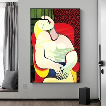 Žinomų Tapybos Svajoja Moteris Picasso Abstrakčios Drobės Tapybos Plakatai ir Spausdina Sienos Menas Nuotraukas Kambarį