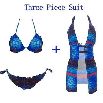Žvynų Gradientas Atspausdinta Trijų dalių maudymosi kostiumėlį Moterų maudymosi kostiumėlį Tvarstis Bikini Padengti Iki Trikampis Maudymosi Biquinis 2019