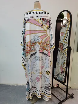 европейская одежда 2020 Kuveitas Populiarus spausdinti Grindų ilgis Bohemijos Panele ilga suknelė Batwing Rankovės Rudenį Beach sexy lady suknelė