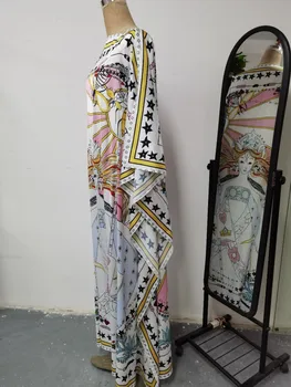 европейская одежда 2020 Kuveitas Populiarus spausdinti Grindų ilgis Bohemijos Panele ilga suknelė Batwing Rankovės Rudenį Beach sexy lady suknelė